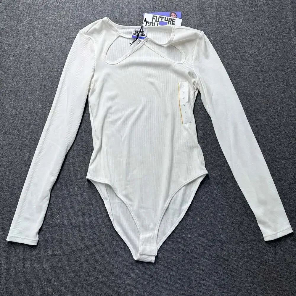 ⭐️Future Collective WHite Long Sleeve Bodysuit